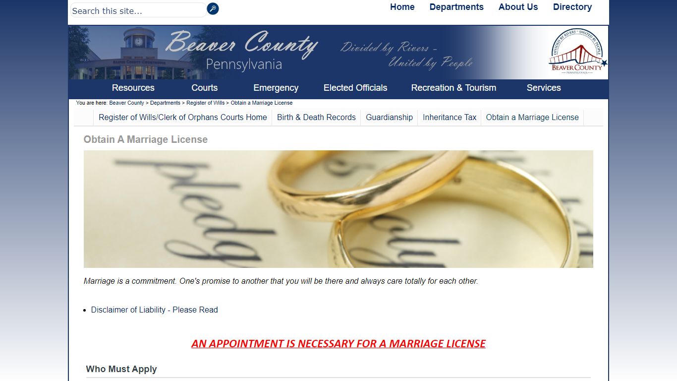 Obtain a Marriage License - Beaver County, Pennsylvania