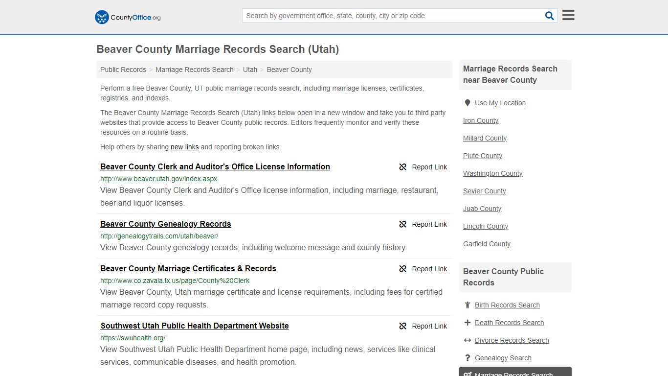 Beaver County Marriage Records Search (Utah) - County Office