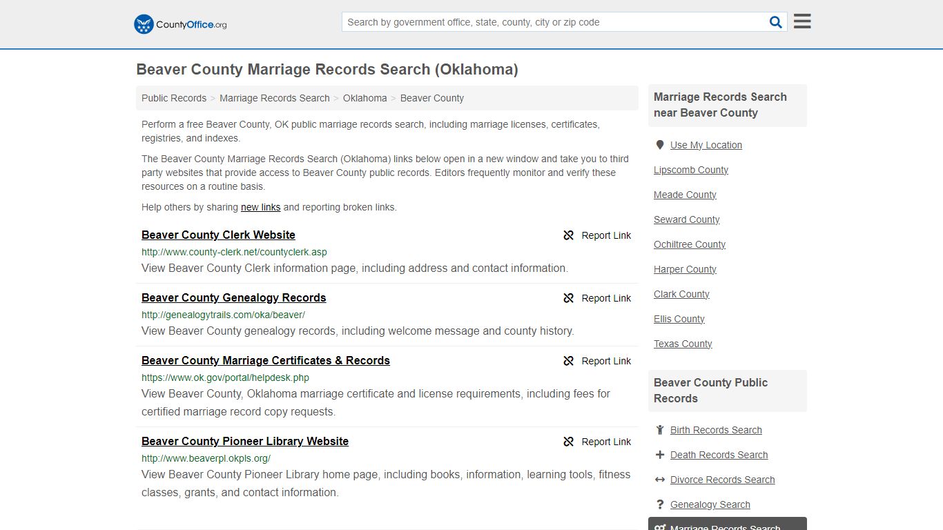 Beaver County Marriage Records Search (Oklahoma) - County Office